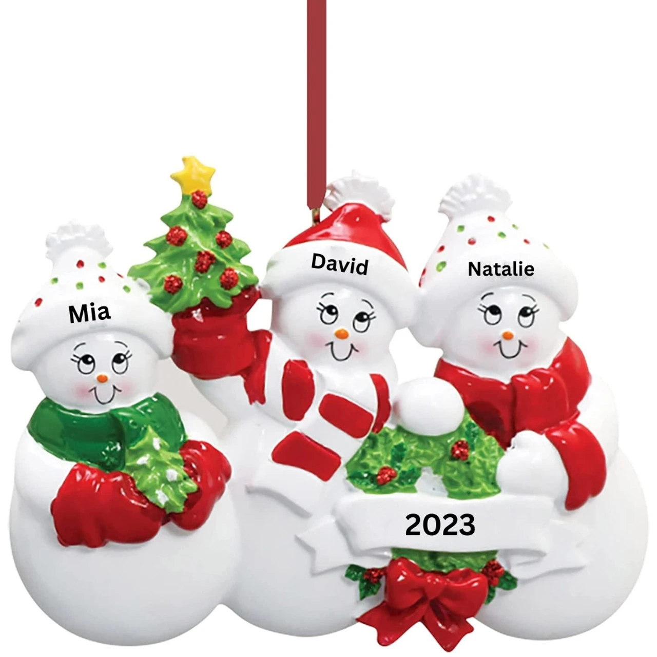 Personalized Snow Family Of 3 Ornament 4 Personalized Snow Family Of 3 Ornament - Image 2