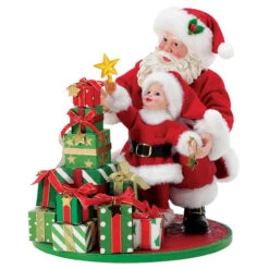 Department 56 Possible Dreams Santa And Child Decorating Tree Clothtique Figurine