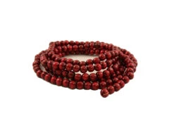 9ft Wooden Cranberry Red Beaded Tree Garland