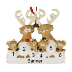 Personalized Reindeer Family Of 6 Ornament