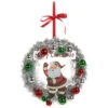 Vintage Santa In Silver Wreath "Merry Christmas" Ornament -Finest Christmas Decoration Santa in silver wreath ornament 34874.1679516513