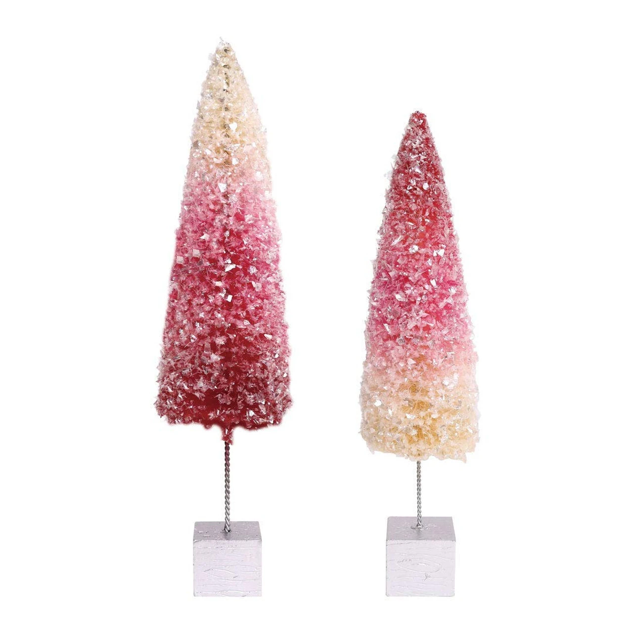 Snowbabies - Pink Ombre Trees Set Of 2 3 Snowbabies - Pink Ombre Trees Set Of 2