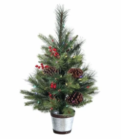 26" LED Potted Forrest Berry Fir Tree