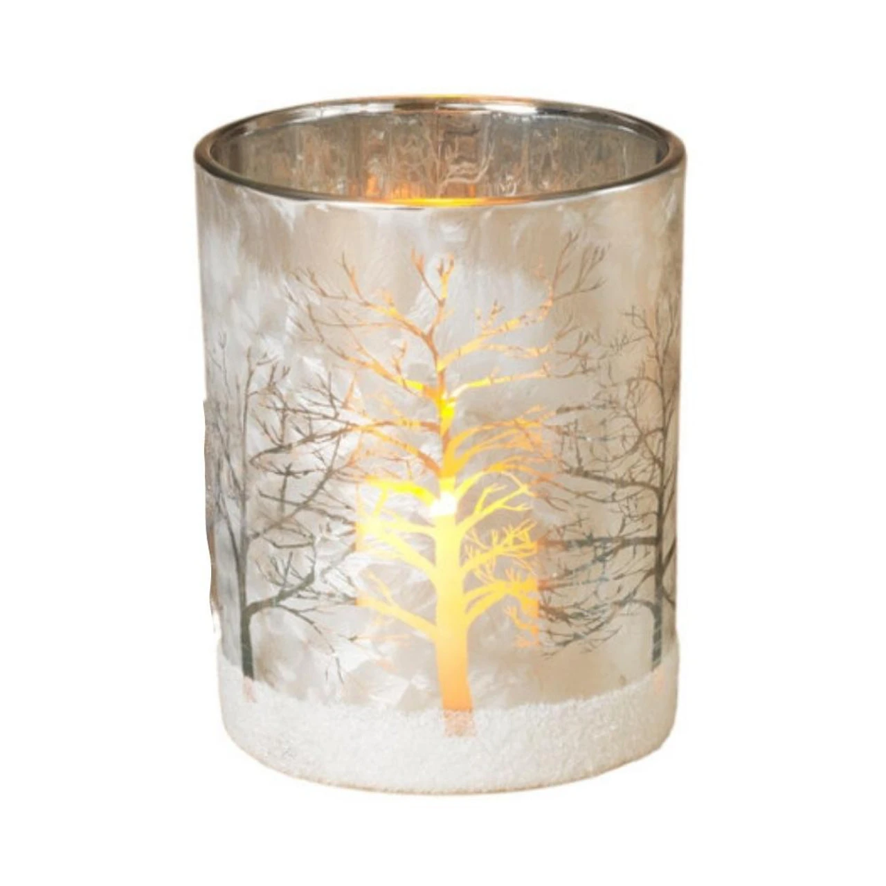 Small Silver Forest Design Candle Holder 3 Small Silver Forest Design Candle Holder