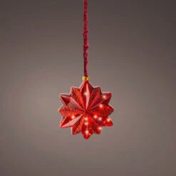 Lumineo Micro LED Red Glass 12 Pointed Star -Finest Christmas Decoration Star 05162.1668959664