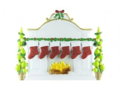 Free Personalization* Family Of 6 Sparkling Red Stockings On Fireplace