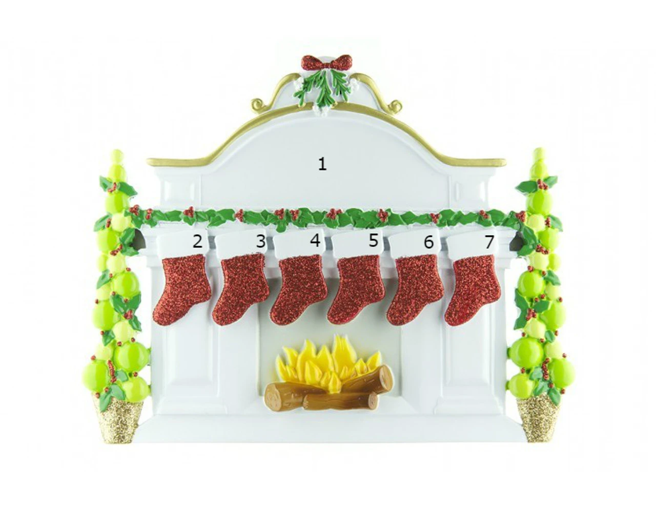 Free Personalization* Family Of 6 Sparkling Red Stockings On Fireplace 4 Free Personalization* Family Of 6 Sparkling Red Stockings On Fireplace - Image 2