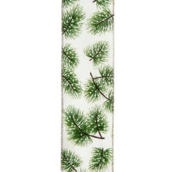 Kurt Adler Evergreen Branch Pattern Double Wire Ribbon