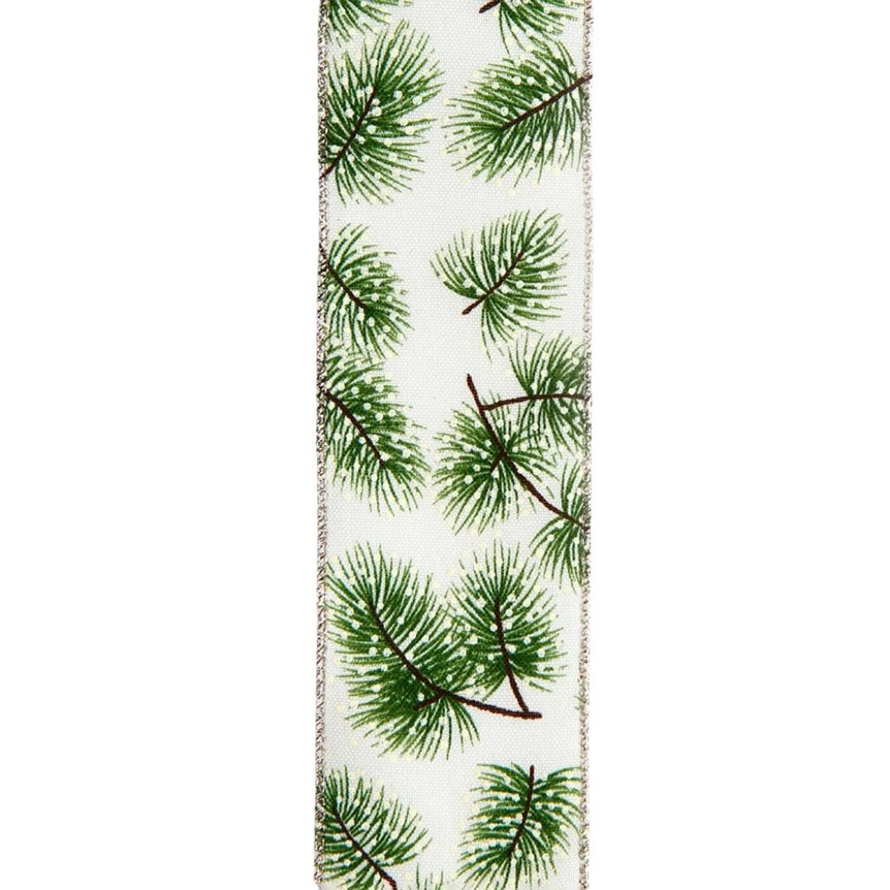 Kurt Adler Evergreen Branch Pattern Double Wire Ribbon 3 Kurt Adler Evergreen Branch Pattern Double Wire Ribbon