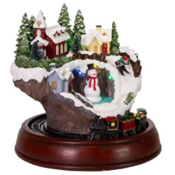 Kurt Adler Musical LED Village And Train Table Piece