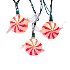Kurt Adler UL 10-Light Peppermint Candy Light Set