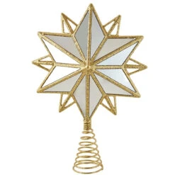 Kurt Adler Un-Lit Acrylic Mirrored Gold Star Treetop