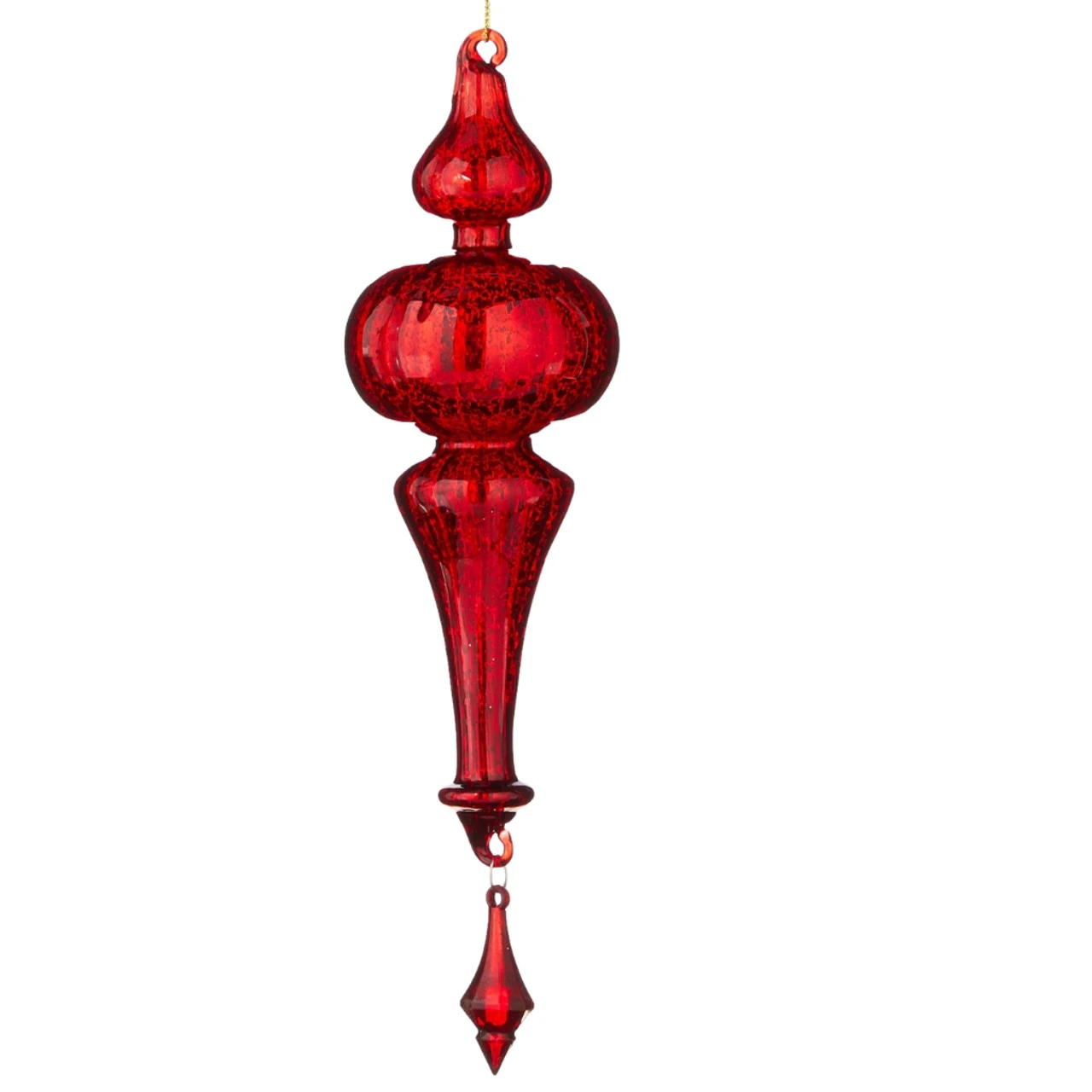 Ruby Red Glass Finial Ornament 3 Ruby Red Glass Finial Ornament
