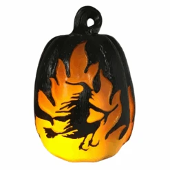 Witch On A Broom Light Up Pumpkin -Finest Christmas Decoration Witch On A Broom Glass Light Up Pumpkin Lit 98427.1645721954