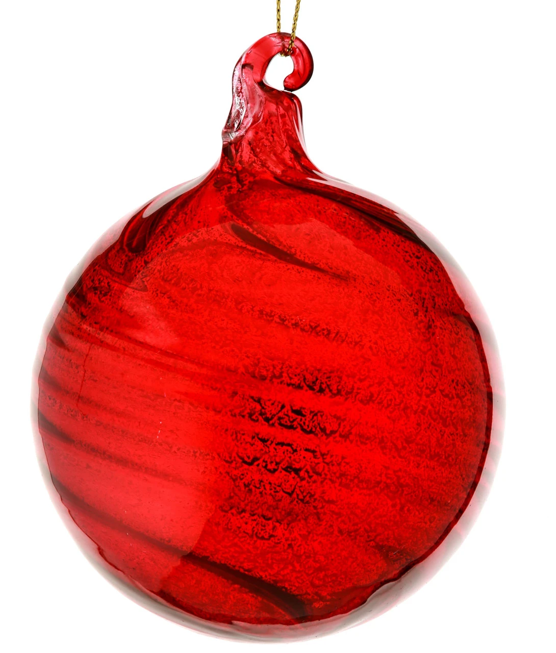 3.5" Red Mercury Glass Swirl Ball 3 3.5" Red Mercury Glass Swirl Ball