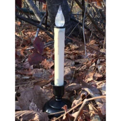 10'' Natural LED Window Candle With Black Base