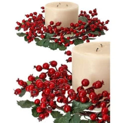 14" Crabapple Berry Holly Candle Ring