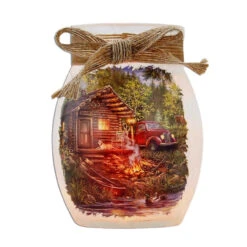 Stony Creek - Jar Shaped Decorative Light - Hand-Painted Scene Cabin With Pick-Up Truck