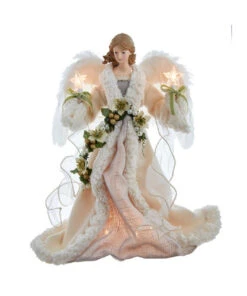 Kurt Adler Ivory And Grey Lighted Angel Treetop
