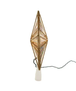 Kurt Adler Gold Glitter And Iridescent Lighted Star Treetop -Finest Christmas Decoration ul4014 02 58291.1622464993