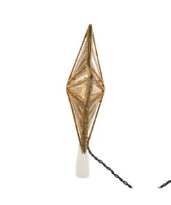 Kurt Adler Gold Glitter And Iridescent Lighted Star Treetop -Finest Christmas Decoration ul4014 03 61921.1622464996