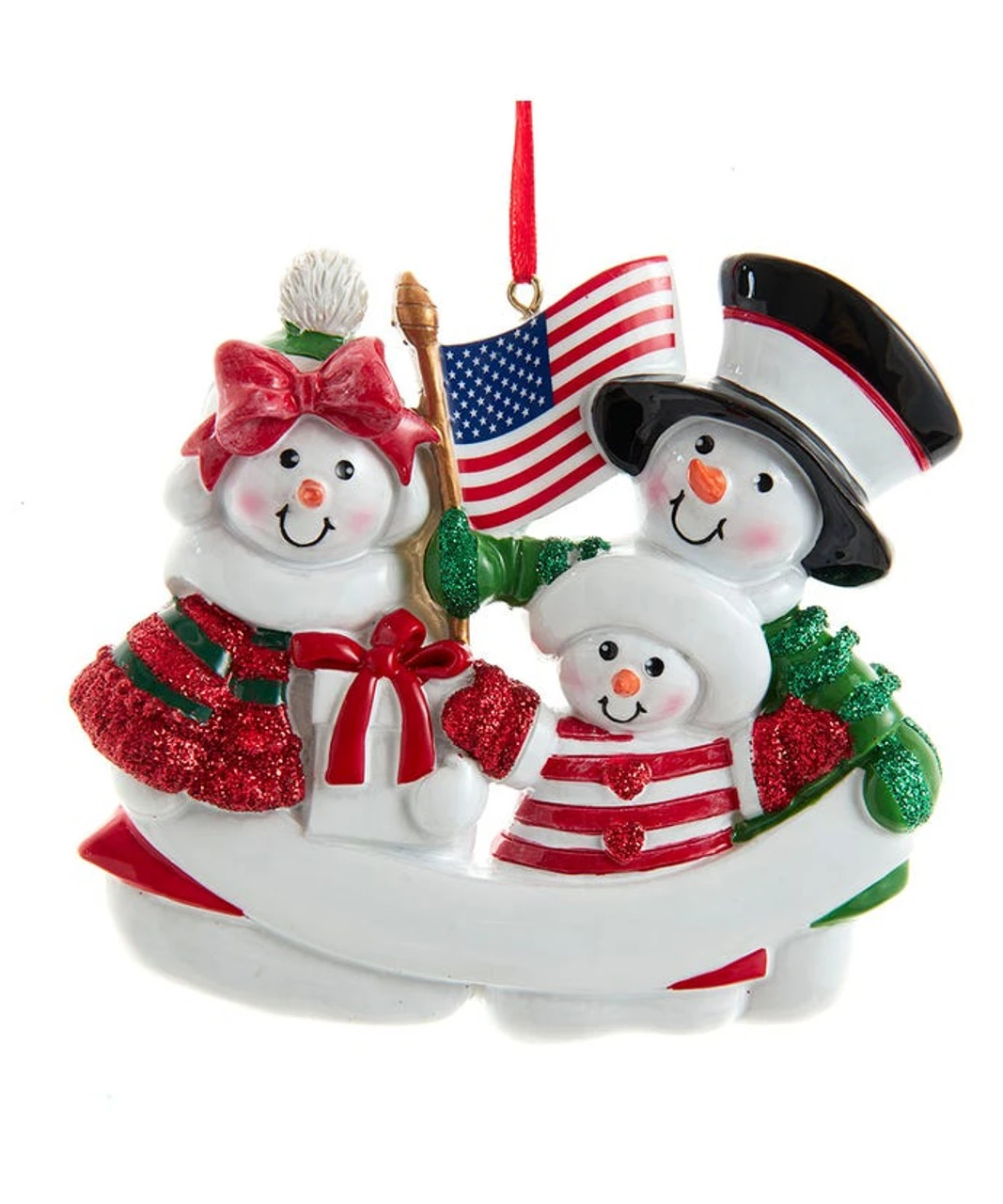 Kurt Adler Personalized Patriotic Snow Family Of 3 Ornament 3 Kurt Adler Personalized Patriotic Snow Family Of 3 Ornament
