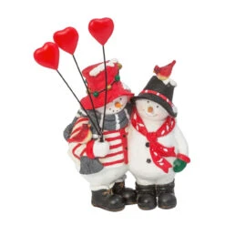 Couple Snowman Figurine With Balloons